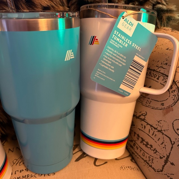 ‼️SOLD‼️ Four ALDI Gear Stainless Steel Tumblers with Straws NWT Blue & White - Picture 5 of 13